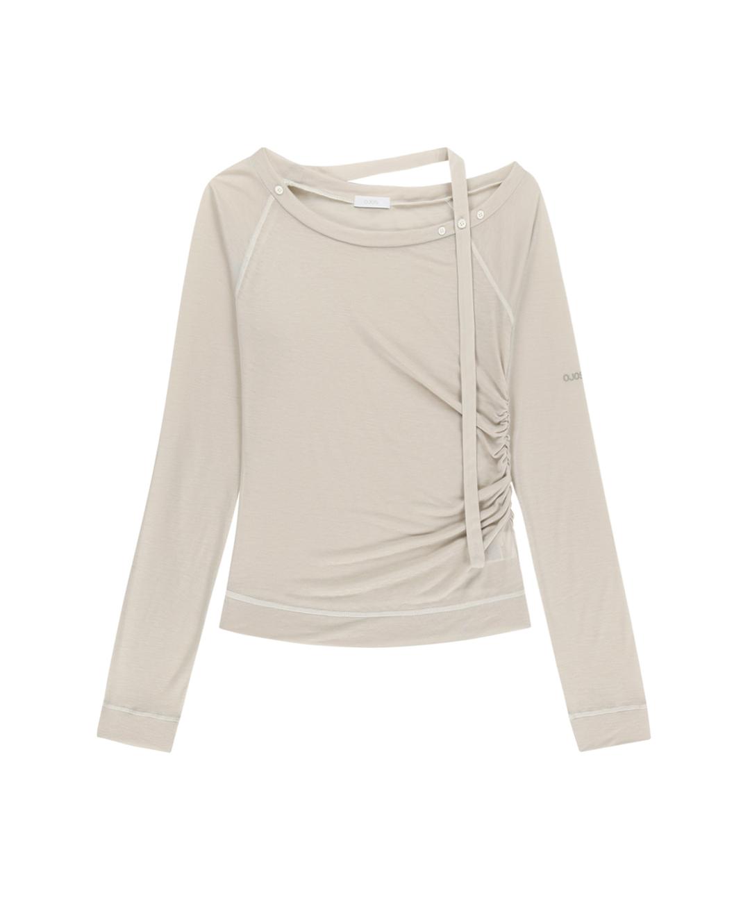 Asym Shoulder Scarf LongSleeve / Oatmeal