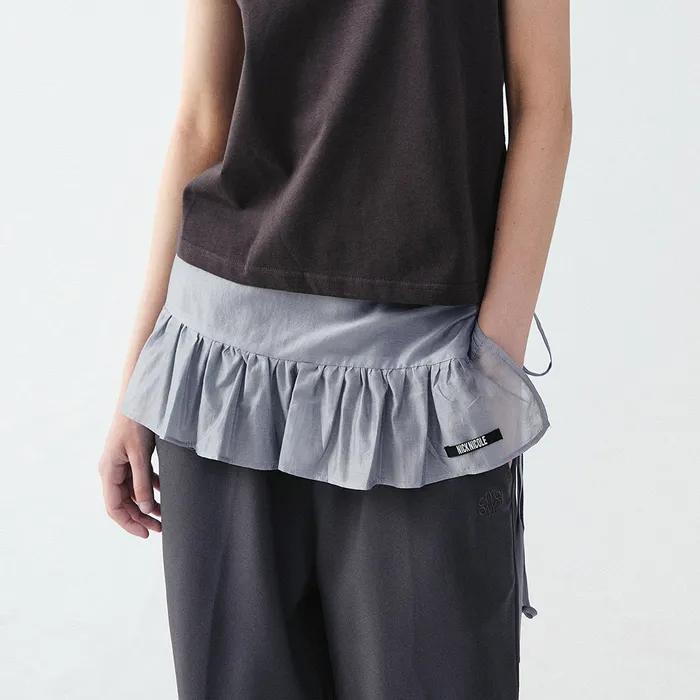 LAYERED MINI SHEER FRILL SKIRT_GRAY