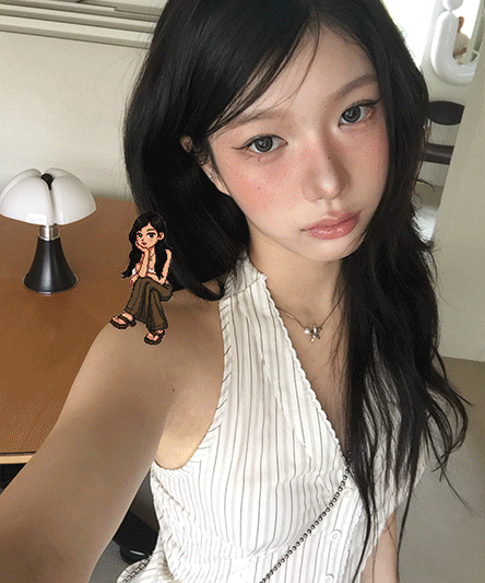 [문의폭주🤎] 프리 홀터 스트라이프 블라우스-2color