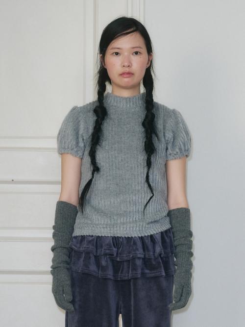 PLUFFY PUFF SLEEVE TOP, GREY