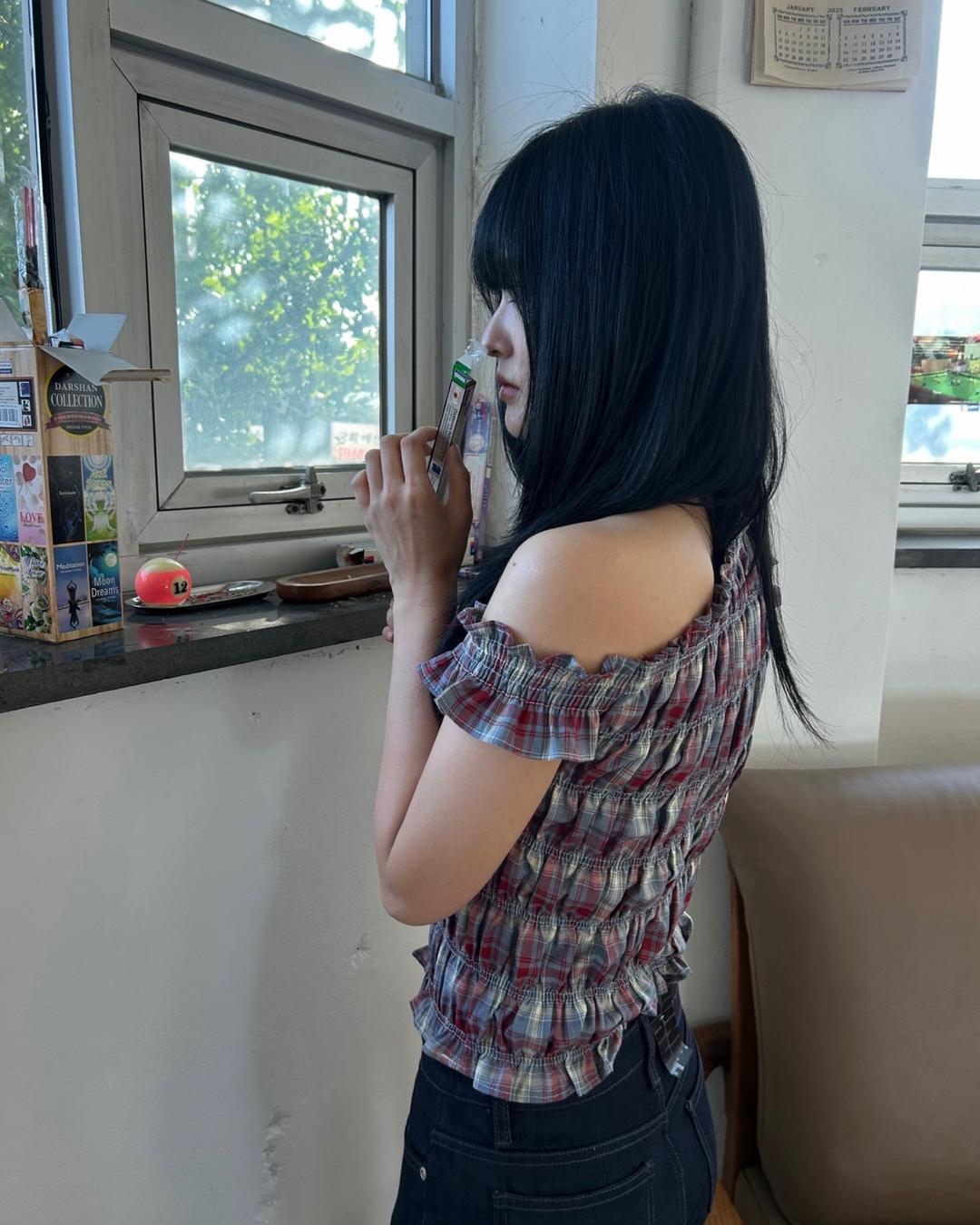 bumpy check tiny offshoulder