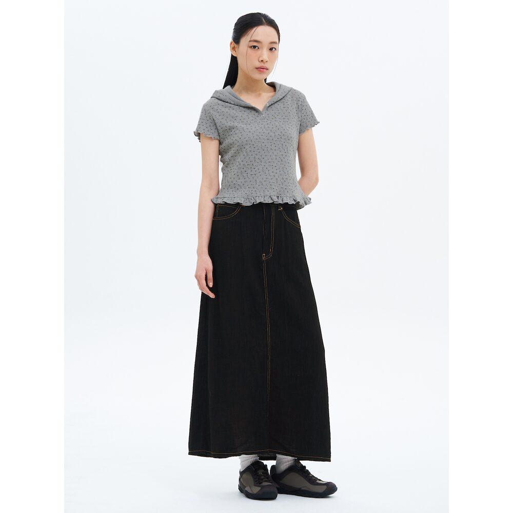 에잇세컨즈 주름 레이온 롱 스커트  블랙 (355427LP55)