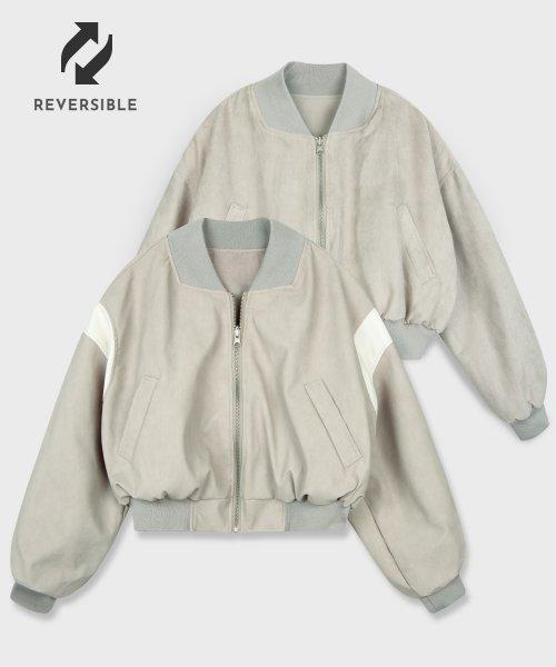 리버시블 레더 자켓 바시티 블루종 점퍼[베이지]