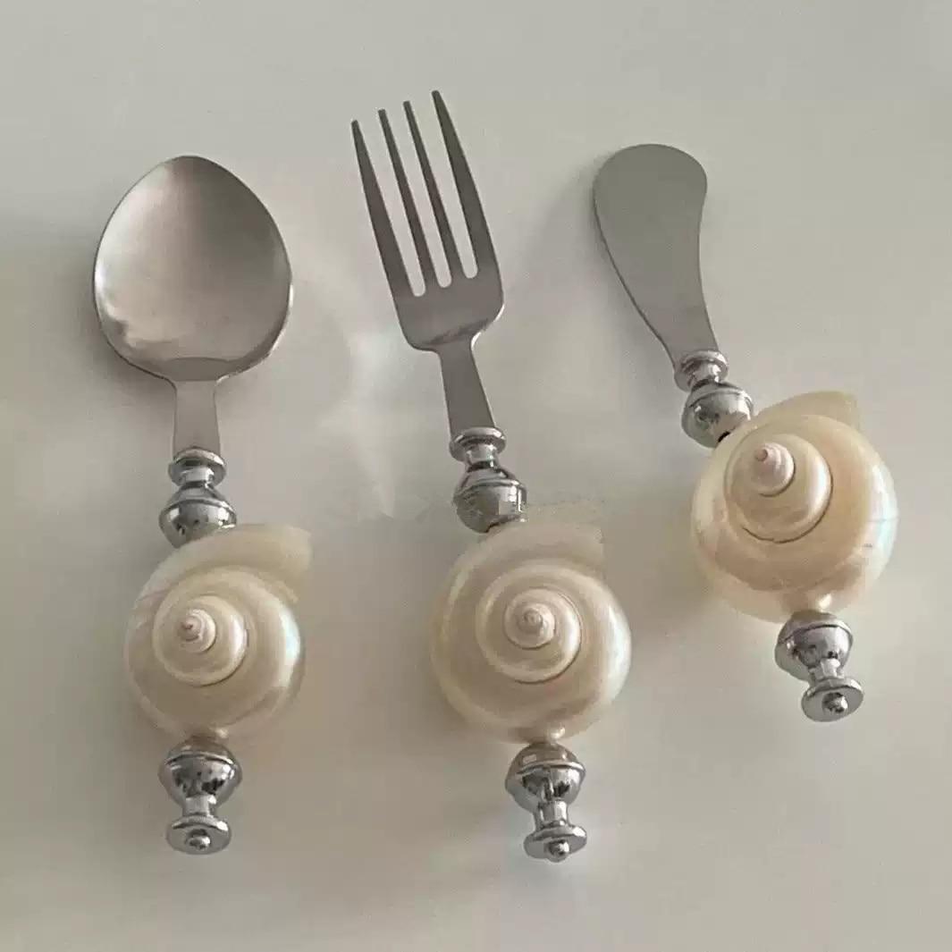 Shell Cutlery 조개 쉘 소라 포크 스푼 버터나이프