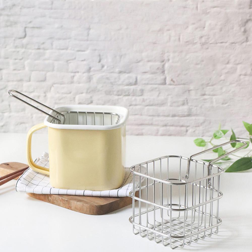 1인용 미니 튀김망 하코야 사각 법랑 미니 스텐 바스켓