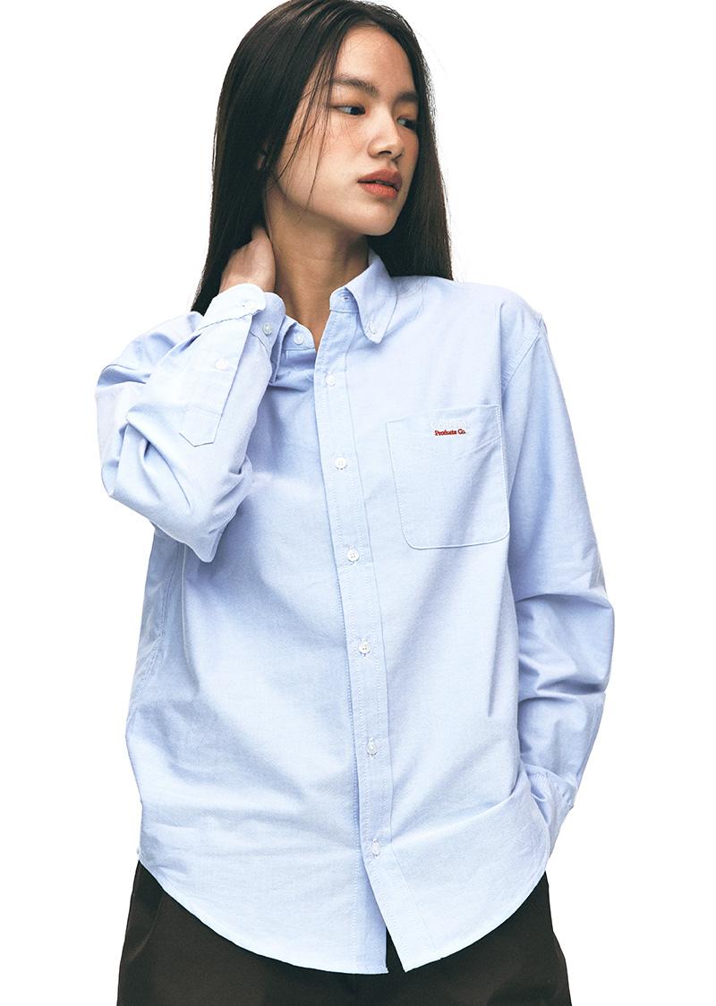 로고 자수 옥스포드 셔츠 [스카이 블루]
