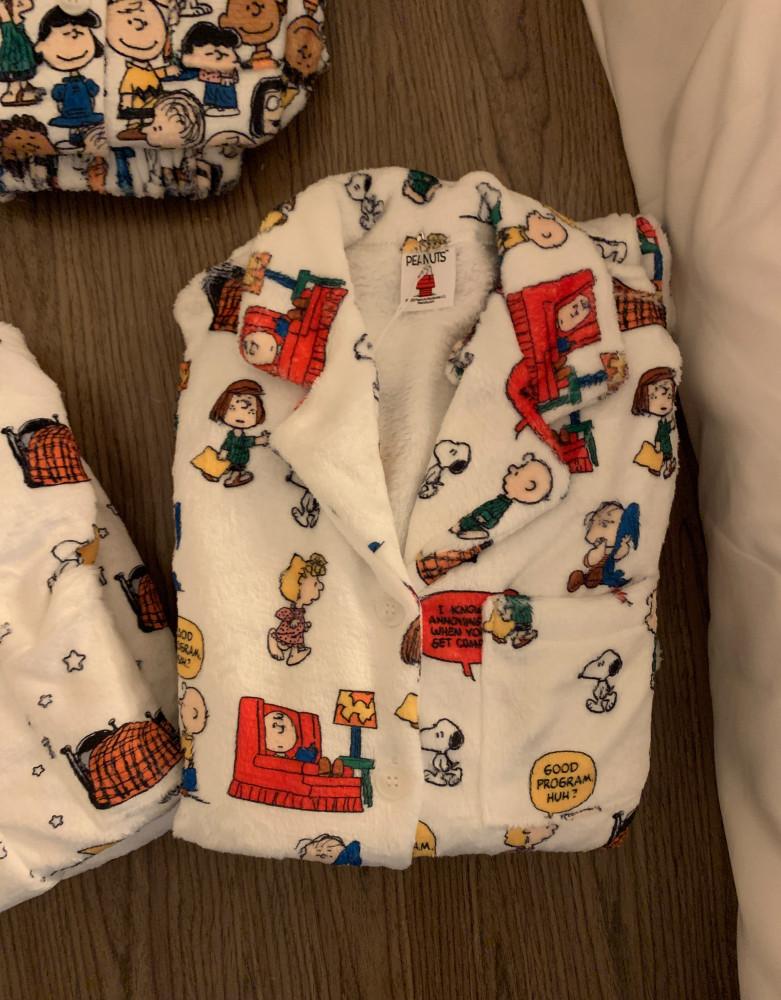 스누피잠옷 두꺼운 수면 우정 극세사잠옷세트 디즈니 크리스마스 파자마파티