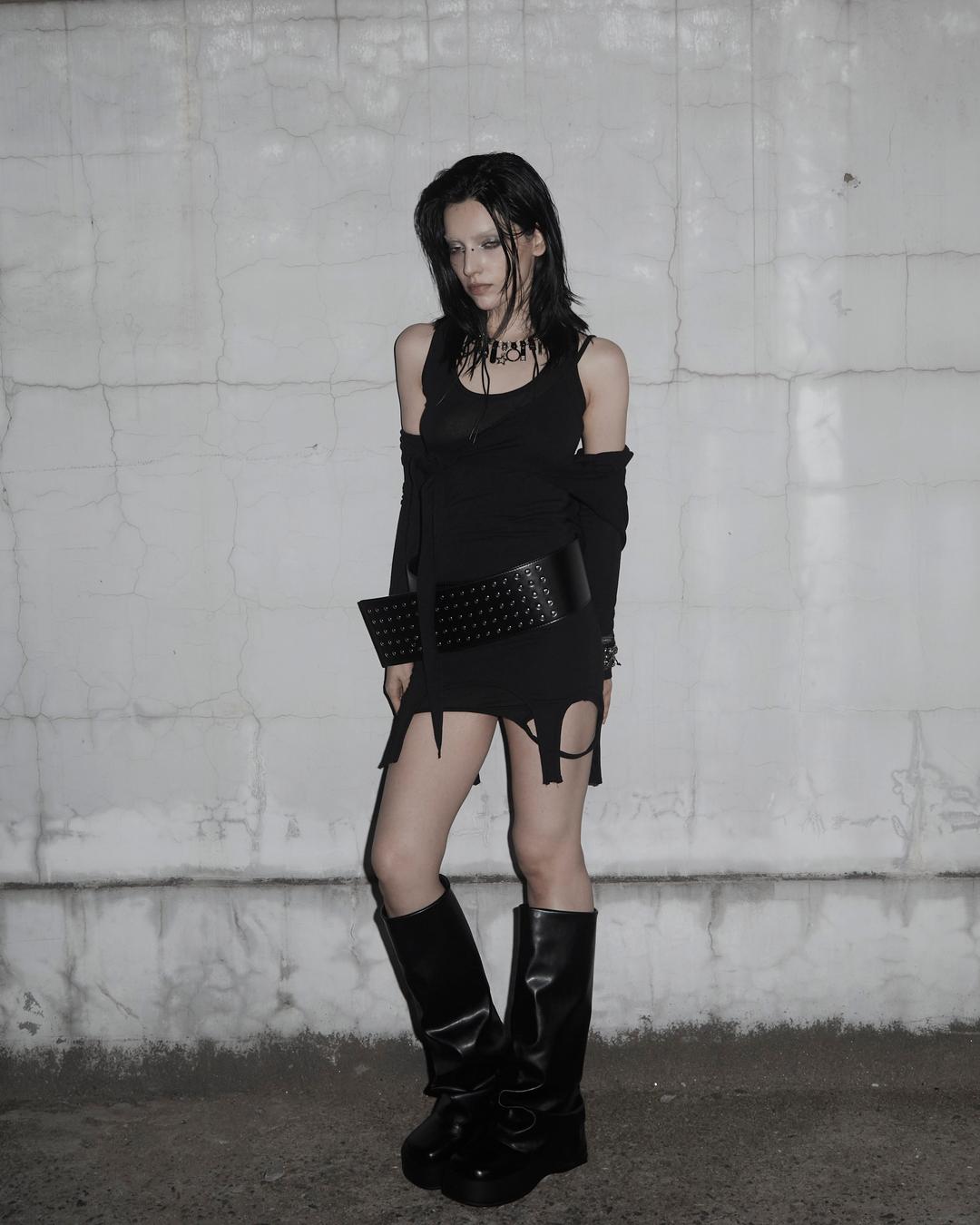 Cut-out dress set (Black)