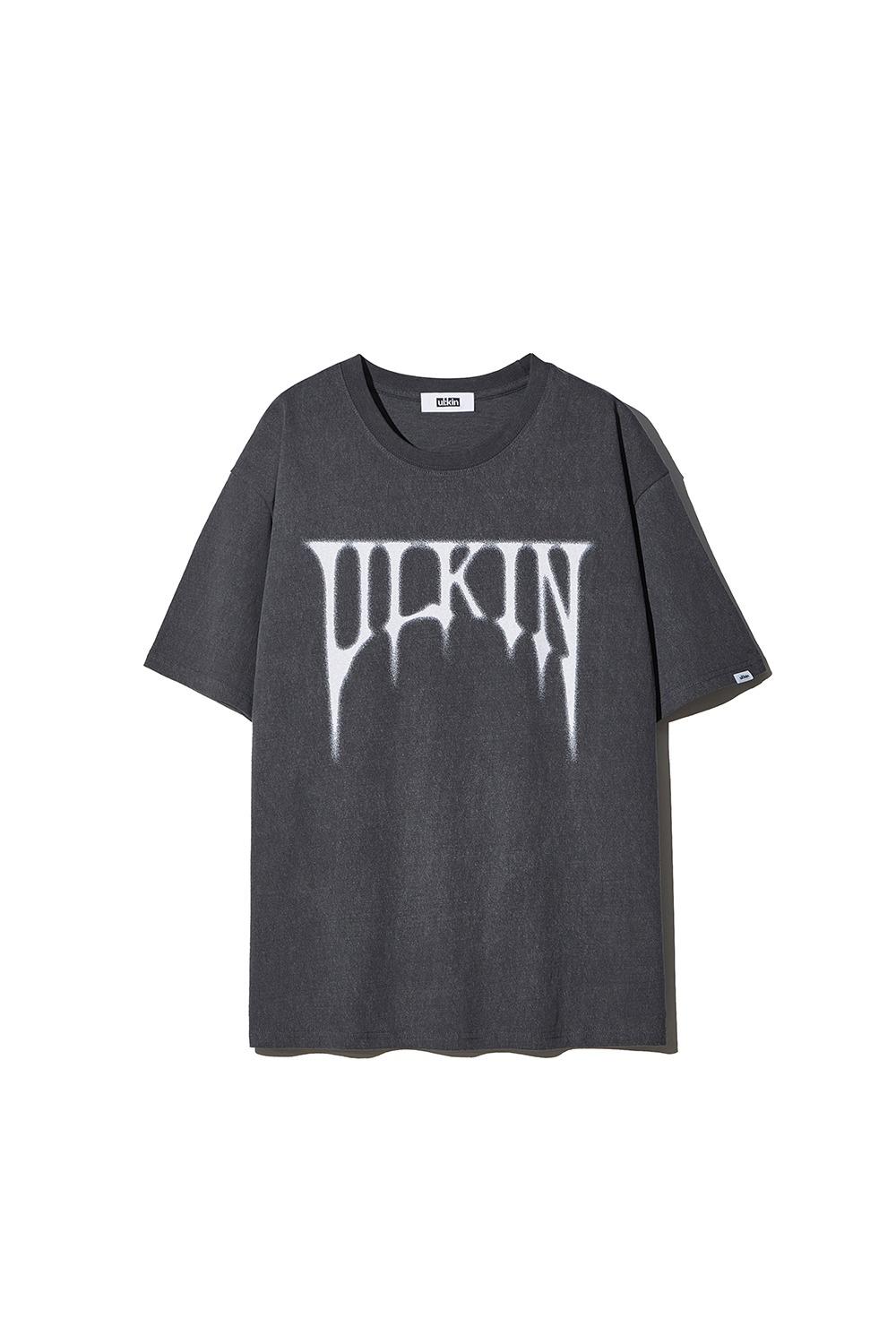 [몬스타엑스 아이엠 착용] Smudging Skull Graphic T-shirt_Charcoal