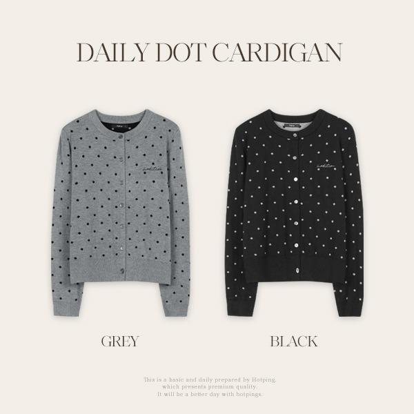 핫핑 [땡땡이가디건🖤/비스코스50][MADE] 아윕스 도트 자수 라운드넥 니트 긴팔가디건(44~100) (빅사이즈가디건-도트가디건-롱슬리브-간절기아우터-비스코스가디건-숏가디건-베이직핏-스탠다드핏-데일리룩-캐주얼룩)