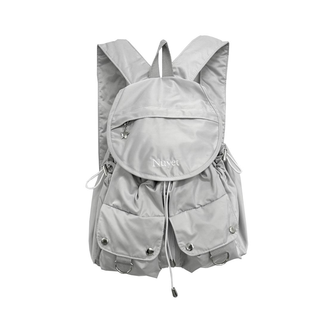 Grey round pocket backpack