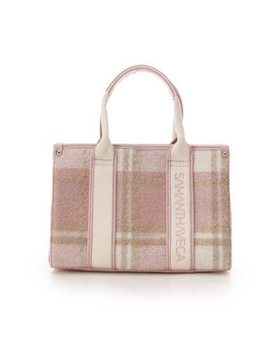 ロゴテープチェックハンドバッグ