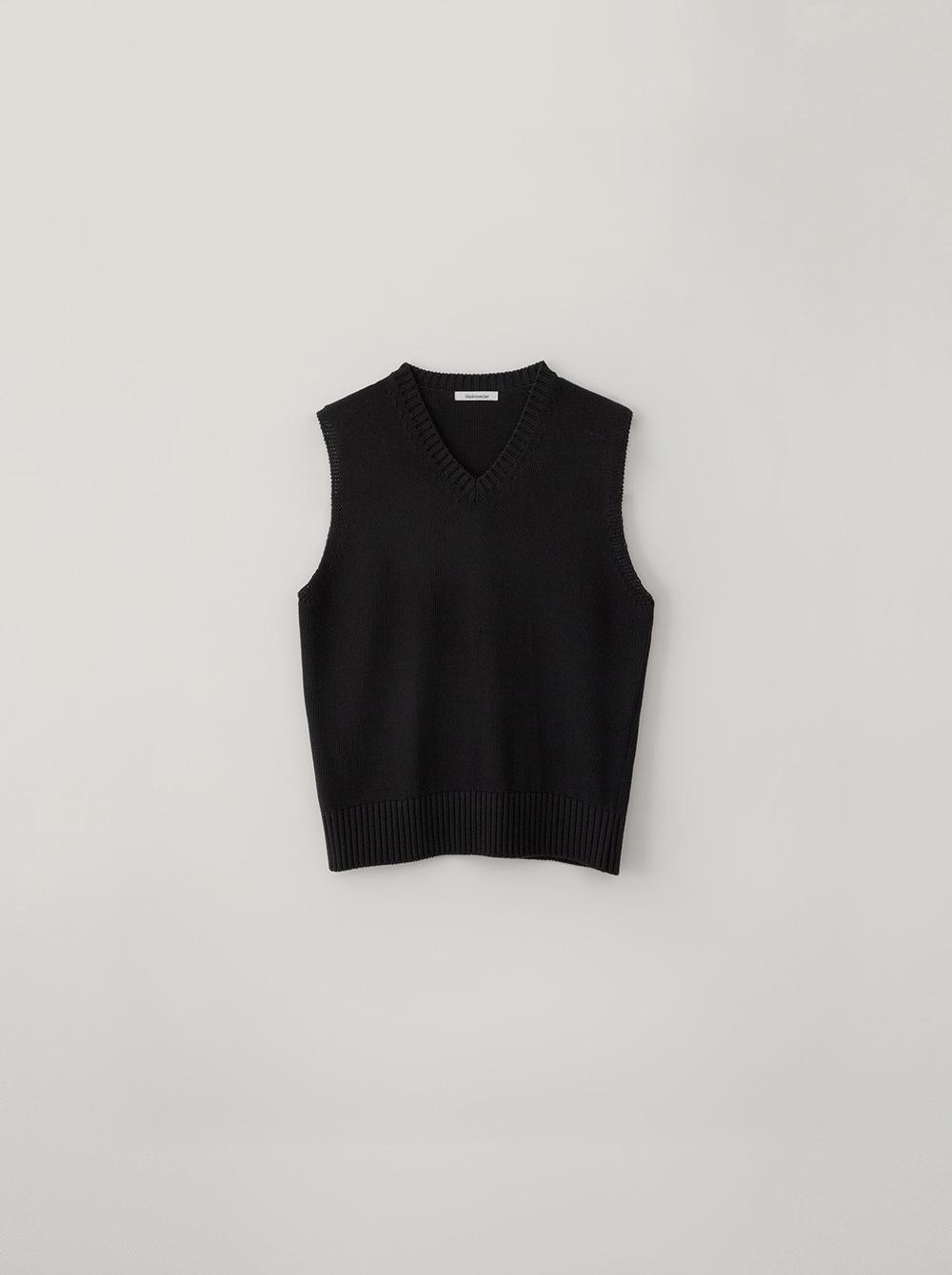 COTTON KNIT VEST_BLACK
