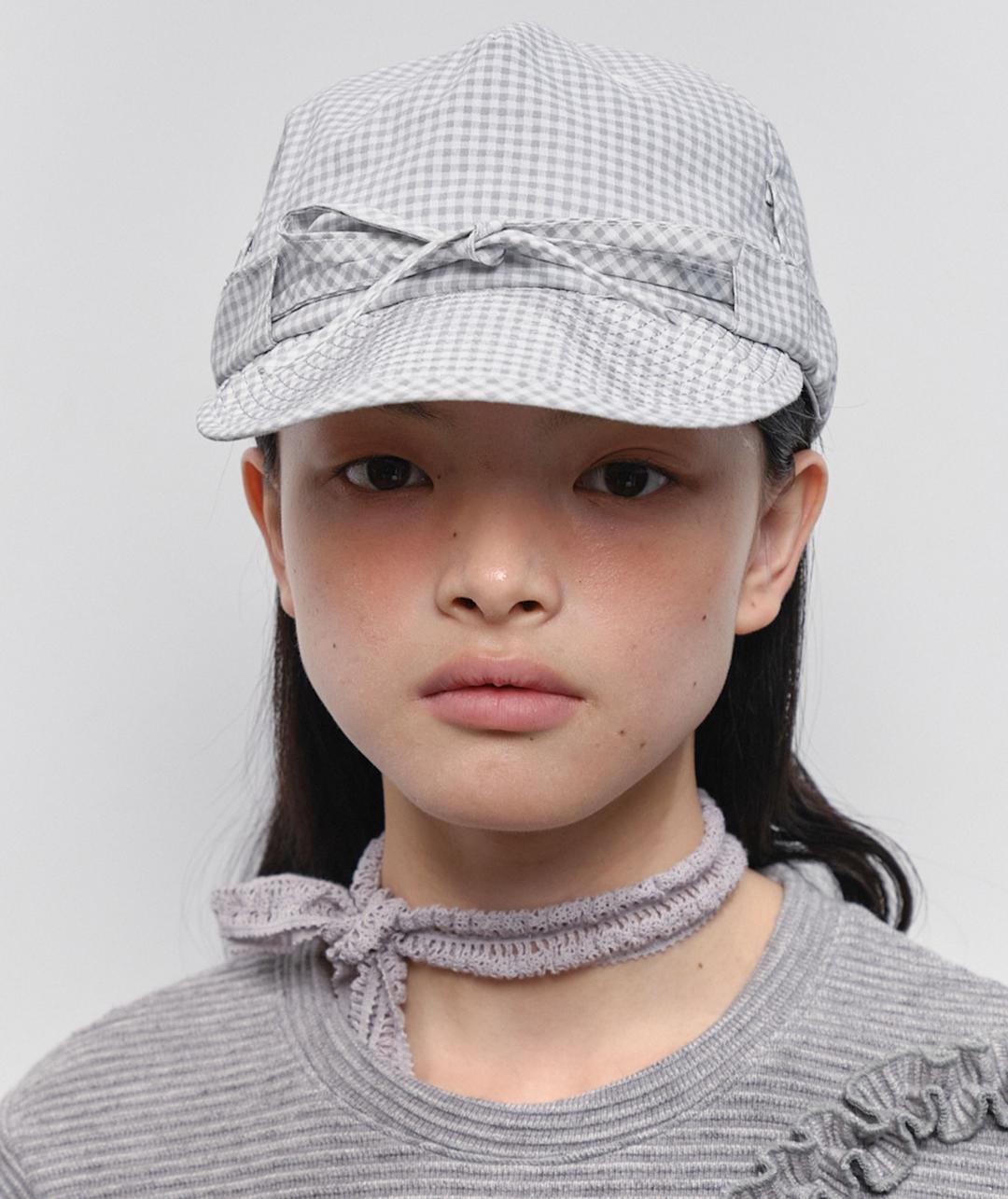 Checkered Ribbon Cap [Gray]