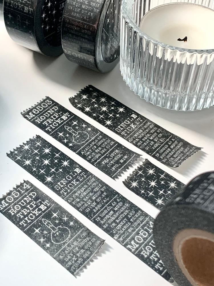 [mewmewbeam] vintage ticket masking tape - black