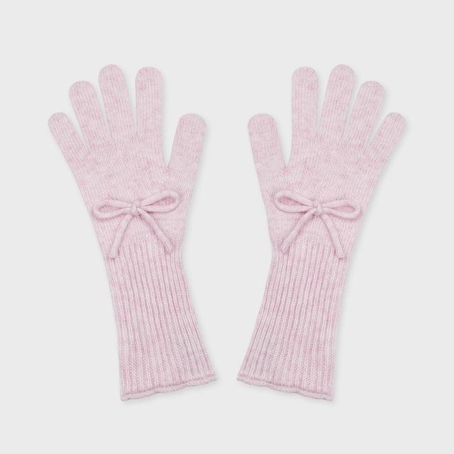 ribbon angora gloves baby pink