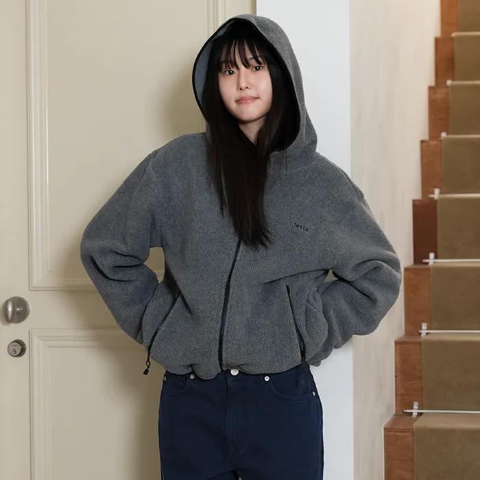 [2nd] Tekto fleece hoodie zip-up_charcoal