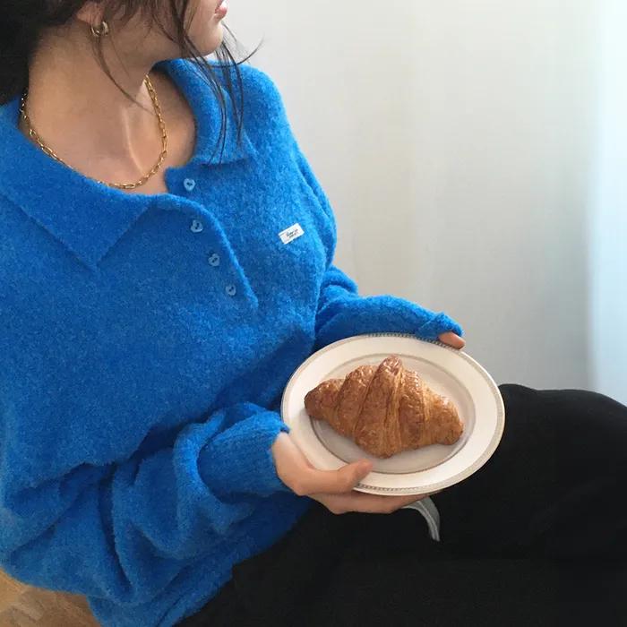 Rowan Collar Knit-Blue