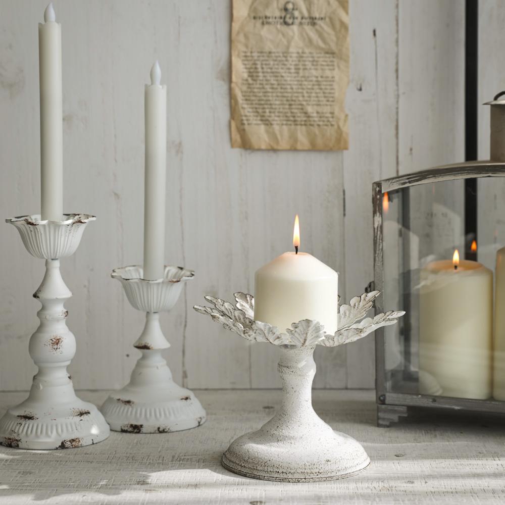 화이트 클레어 빈티지 철제 캔들 홀더 촛대