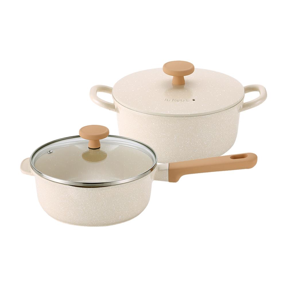 [단독판매] PN풍년 블리스 라레트로 마블IH 20cm편수+20cm양수 2종세트(유리/주물뚜껑 호환가능) 국산 통주물 냄비