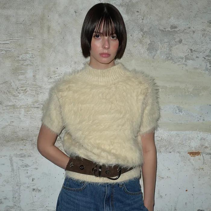 [6차 리오더] HAIRY HIGH NECK KNIT (LIGHT YELLOW)