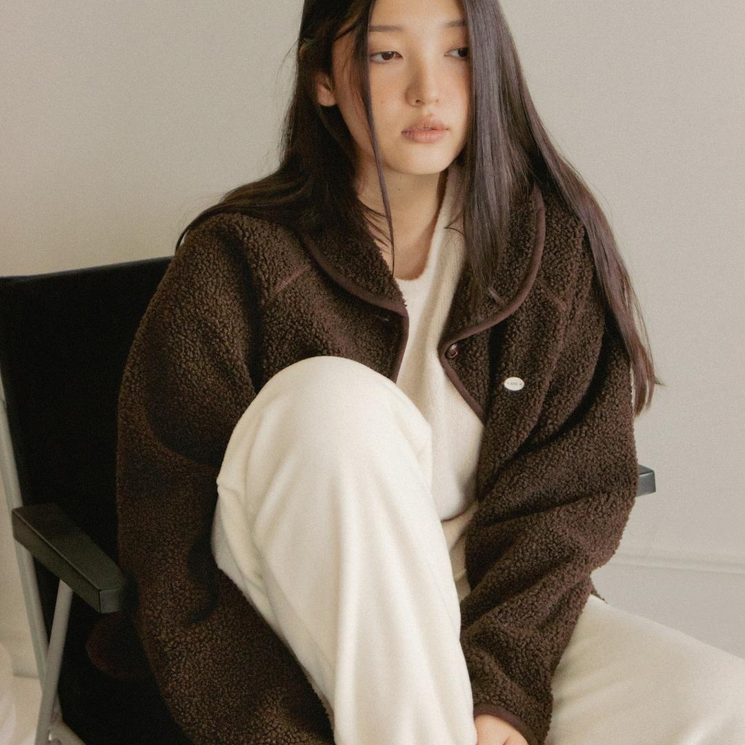 Button fleece jacket (brown)