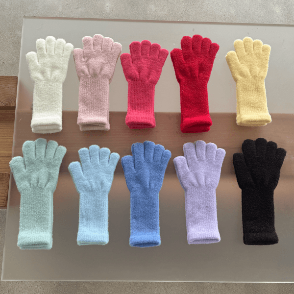 [터치가능/보풀X] 코튼캔디 무지 롱 니트 손가락 장갑 10color