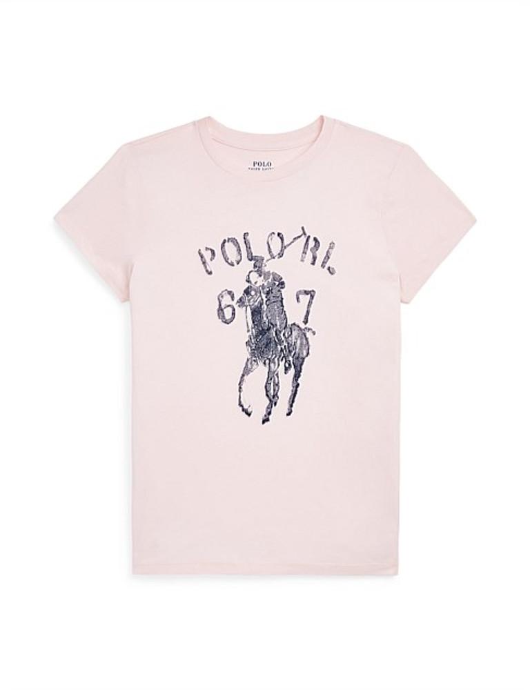 폴로랄프로렌 여성 빅 포니 로고 그래픽 저지 티셔츠