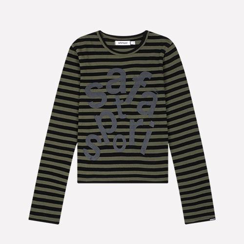 1/2 TICKETING STRIPE BORDER TEE (OLIVE)