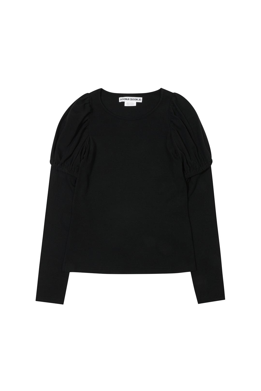 PUFF SHIRRING LAYERED TOP IN BLACK