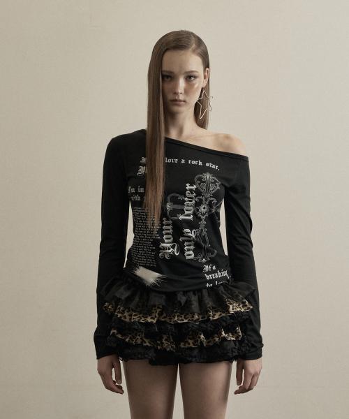 Black lover one shoulder long sleeve