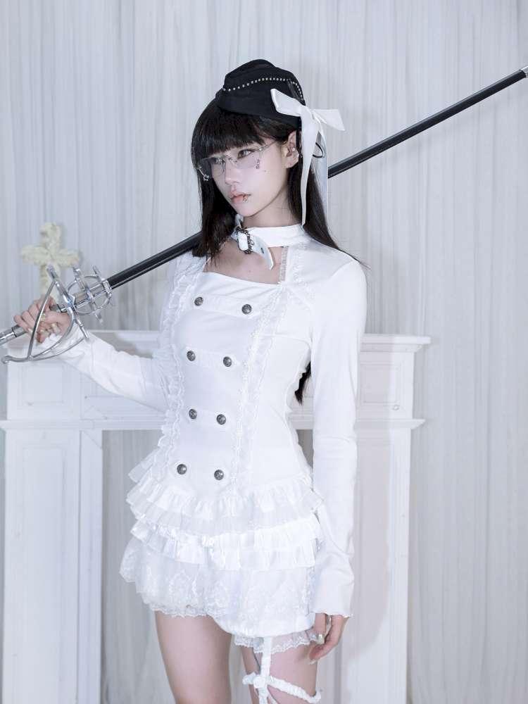 Subculture Thin Velvet Double Breasted Halter Top【s0000014683】