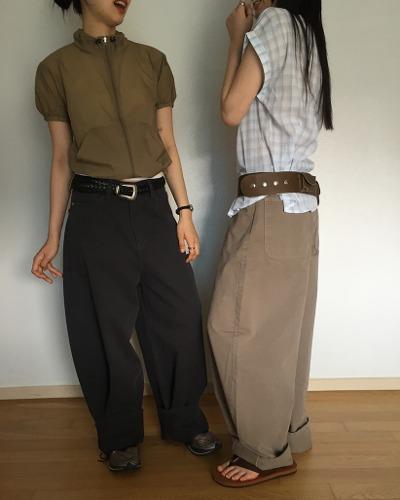 더기 [빠른출발/BEST]베이직 코튼 와이드팬츠 (4color)