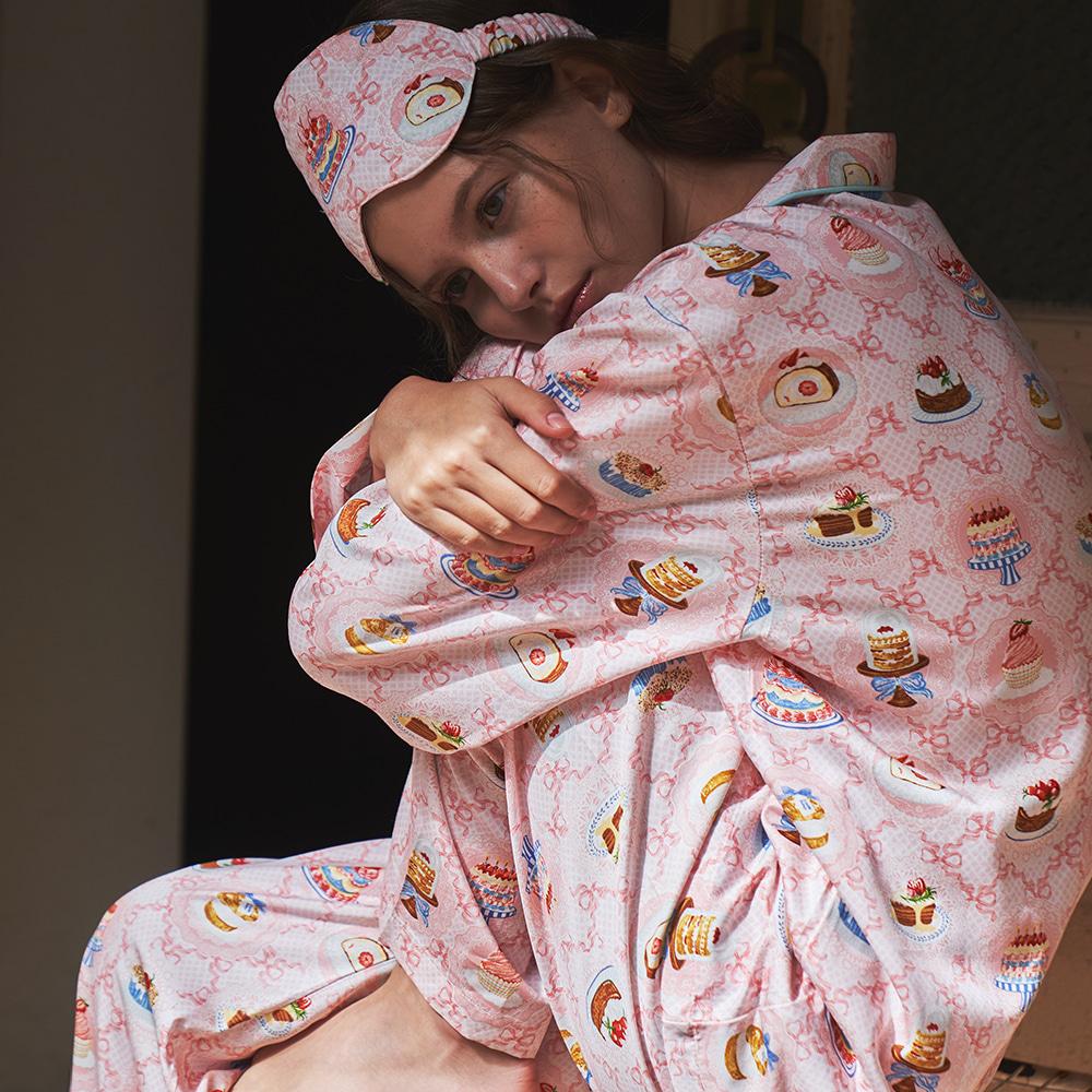 텐셀 모달 베리데이 패턴 긴팔 세트 여성 커플 잠옷