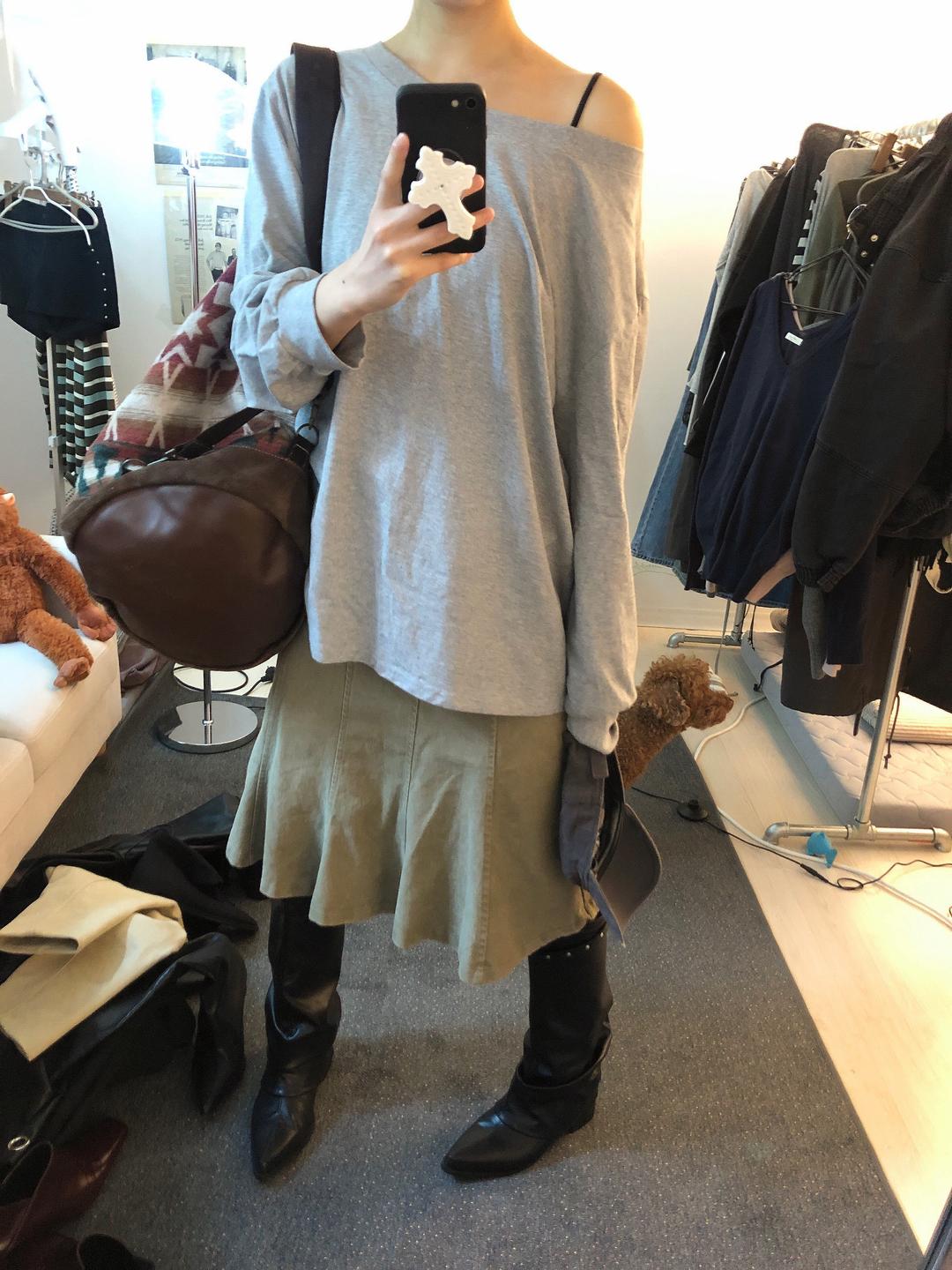 Grey one shoulder t(원숄더/맨투맨)