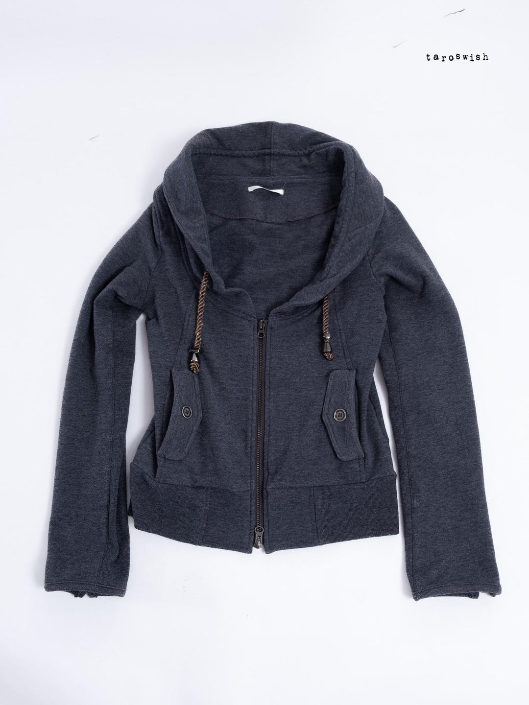 CHARCOAL ZIP UP HOODED JACKET