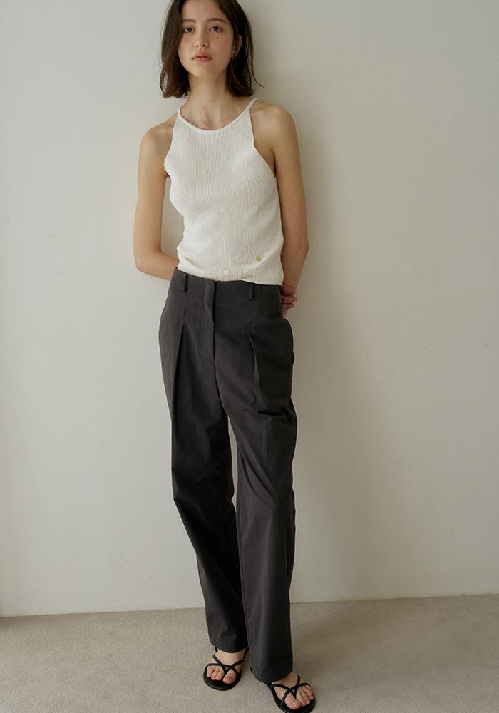 WAIST COTTON PANTS_CHARCOAL