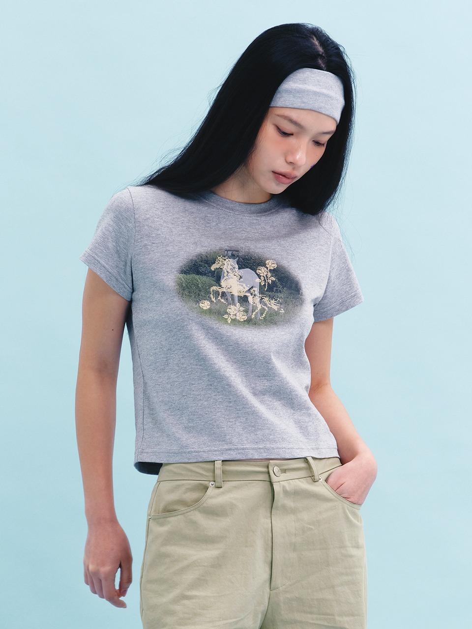 ROSE PONY T-SHIRT (MELANGE)