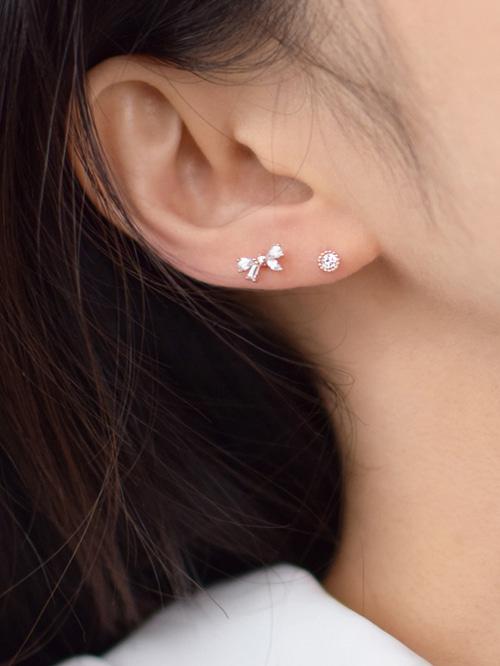 [써지컬스틸] 리본큐빅 바벨 피어싱