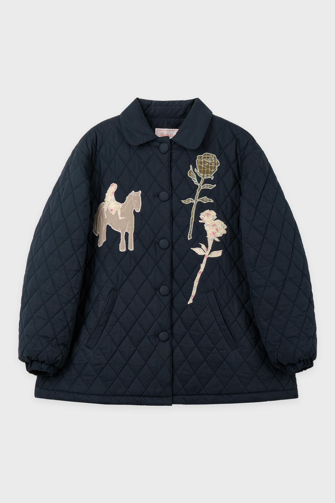 SN Vintage Patchwork Quilting Jacket (Navy)