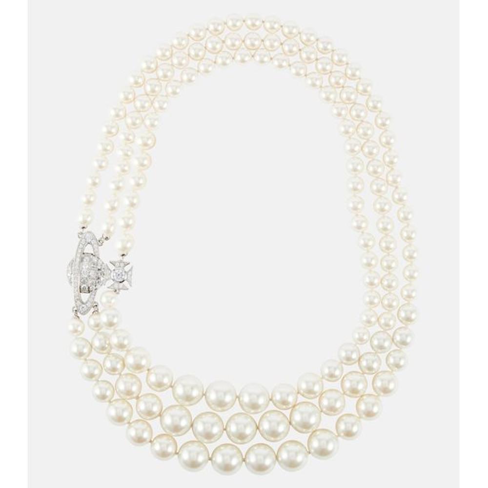 비비안웨스트우드 Graziella 임벨리시드 네크리스 실버 P00751914 여성