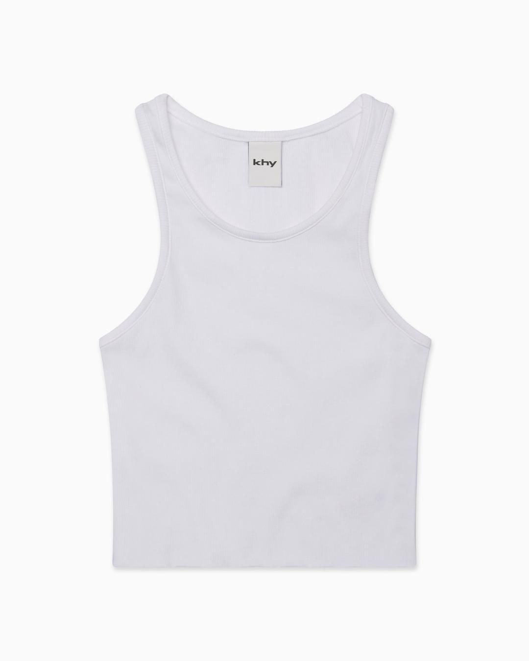 Cropped Raw Hem Rib Tank | White - XL