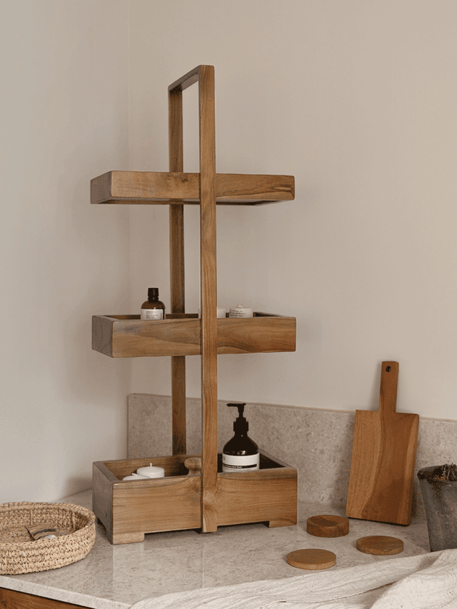 Teak Wooden tray-3tier