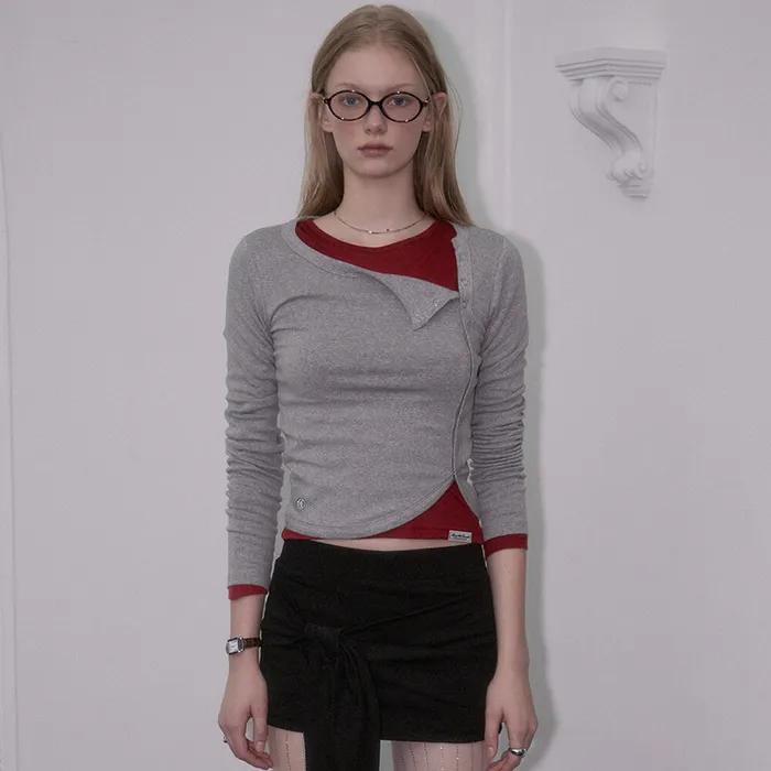 Side Eyelet Long Sleeve [Gray]