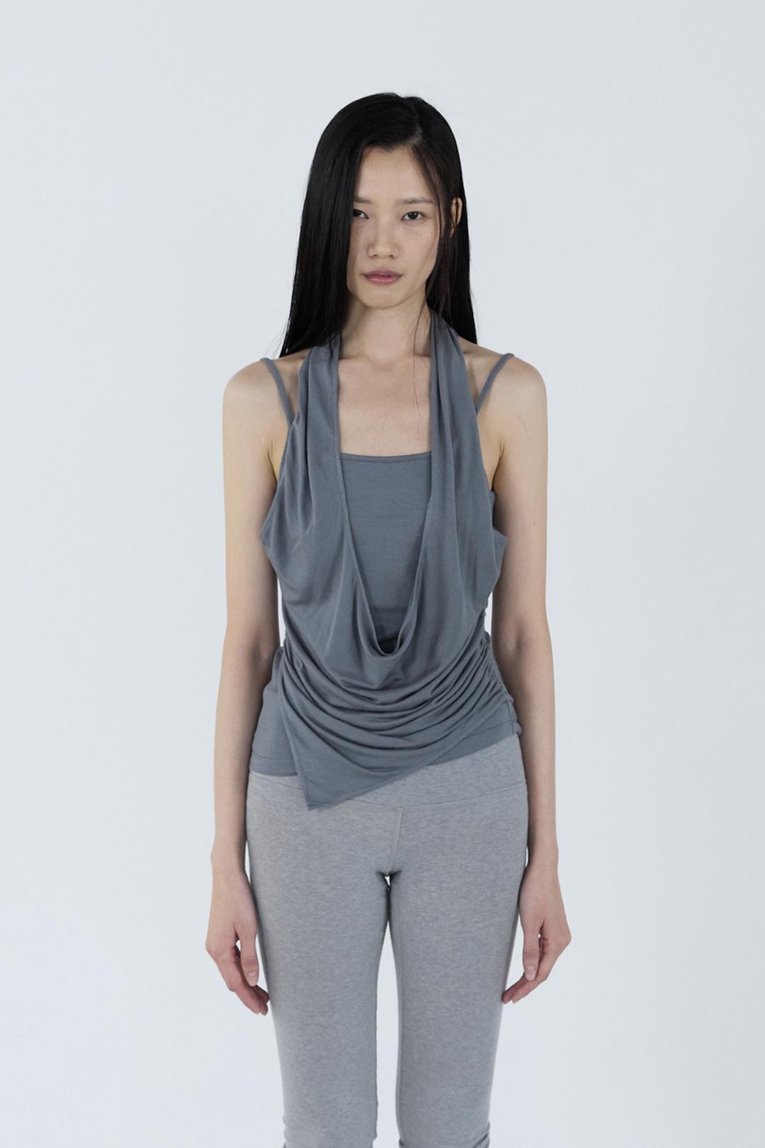 Double Halter Sleeveless _ Gray