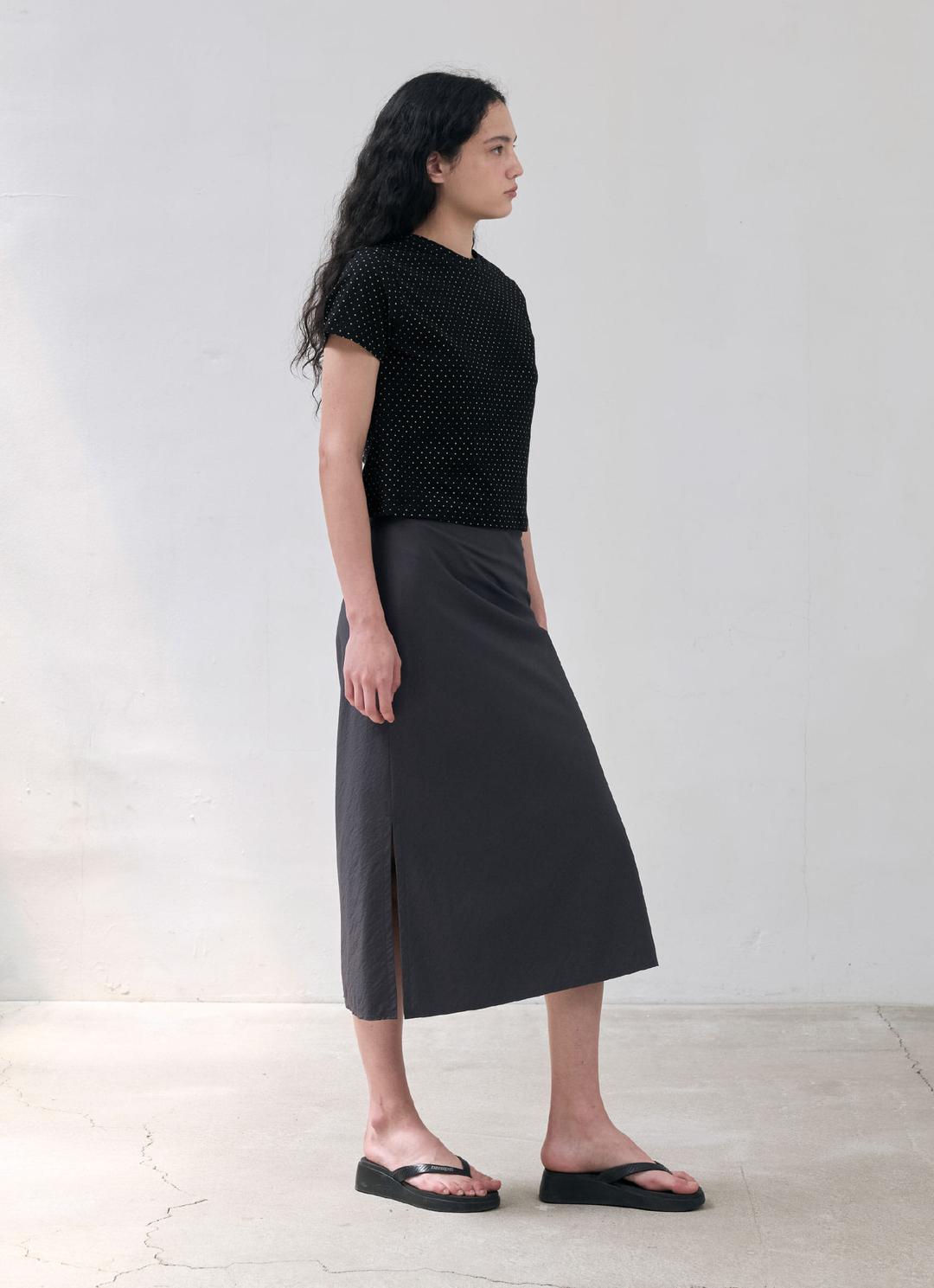 25SS FLARED LONG SKIRT / CHARCOAL