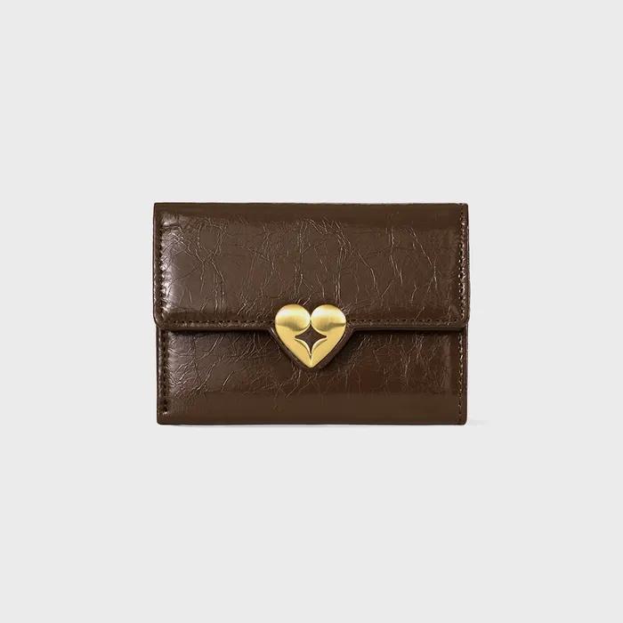 HEARTY FLAP WALLET - MOCHA BROWN