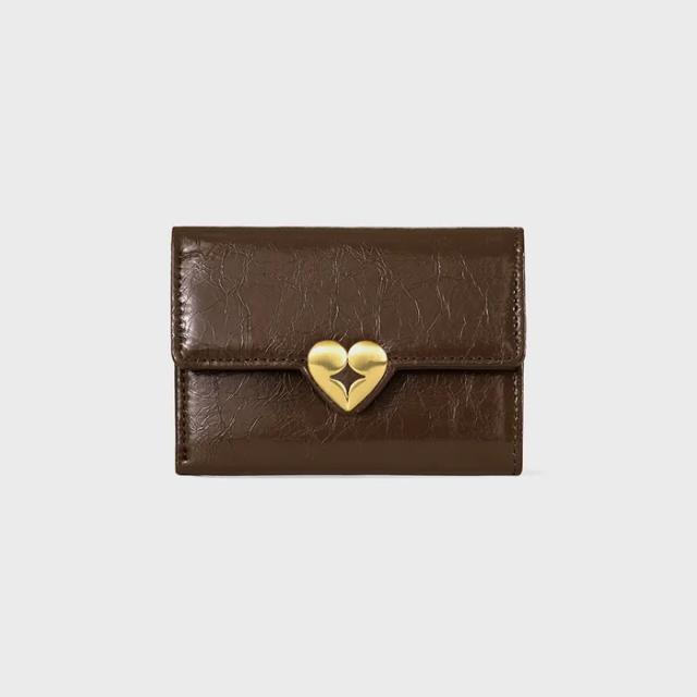 HEARTY FLAP WALLET - MOCHA BROWN