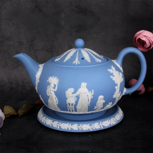 영국 앤틱 웨지우드 Wedgwood 자스퍼웨어 Jasperware 티팟