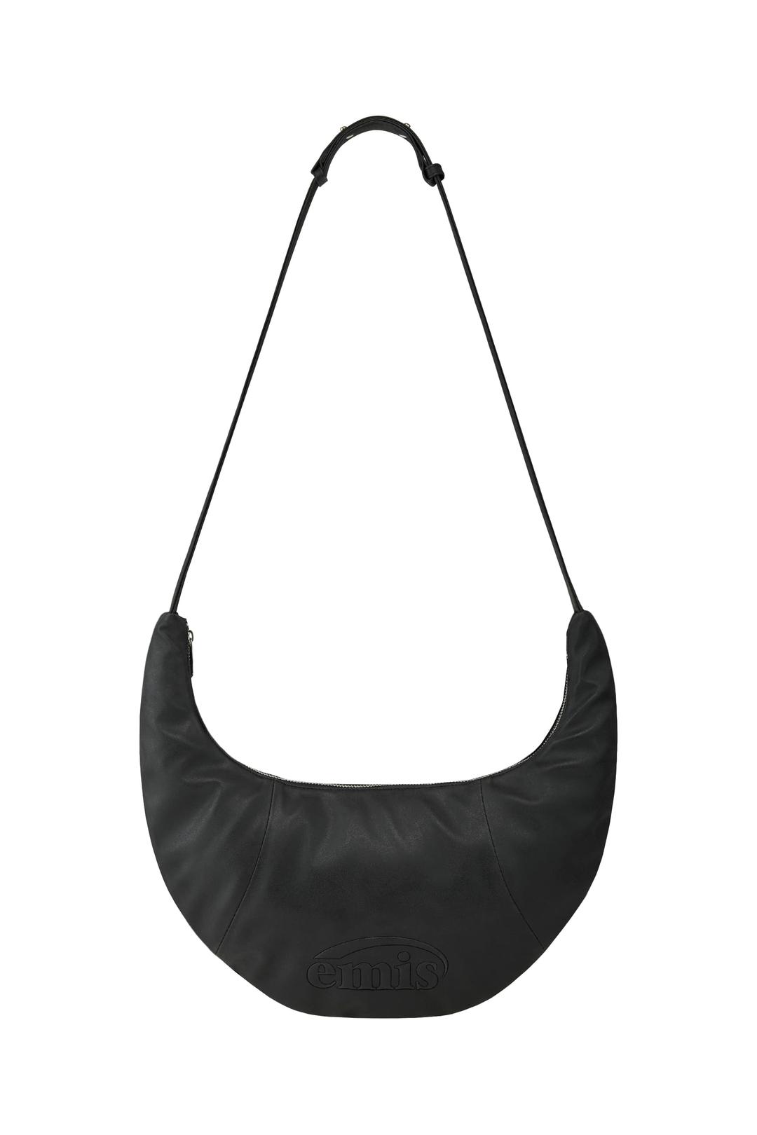 LOGO EMBOSSED HALF MOON BAG-BLACK
